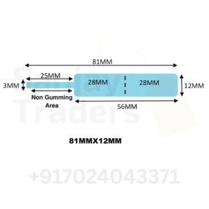 Blue Tag roll 81mm X 12mm (56mm printing area), partial gum, jewellery and opticals barcode label