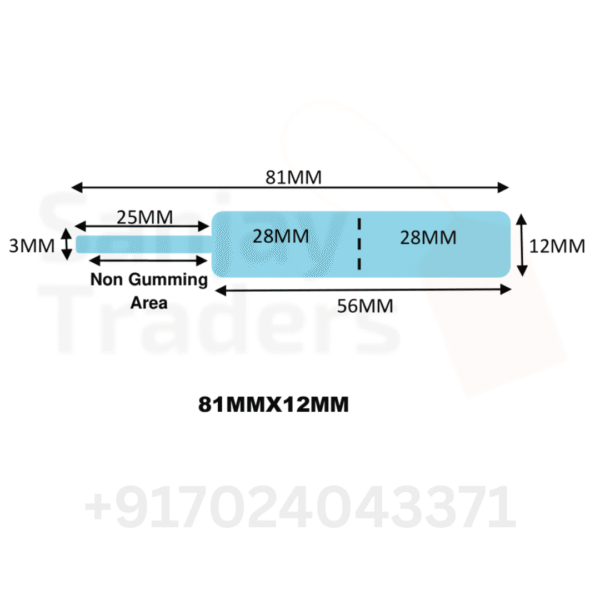 Blue Tag roll 81mm X 12mm (56mm printing area), partial gum, jewellery and opticals barcode label