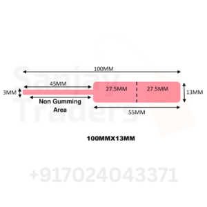 Pink Tag roll 100mm X 13mm (55mm printing area), partial gum, jewellery and opticals barcode label
