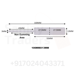 Grey Tag roll 100mm X 13mm (55mm printing area), partial gum, jewellery and opticals barcode label