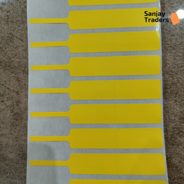 Yellow Tag Roll 81mm X 12mm (56mm printing area), partial gum, jewellery and opticals barcode label - Image 2