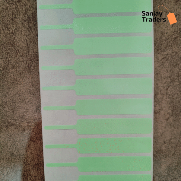 Green Tag roll 81mm X 12mm (56mm printing area), partial gum, jewellery and opticals barcode label - Image 2