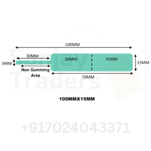 Green Tag roll 100mm X 15mm (70mm printing area), partial gum, jewellery and opticals barcode label