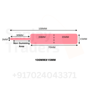 Pink Tag roll 100mm X 15mm (70mm printing area), partial gum, jewellery and opticals barcode label