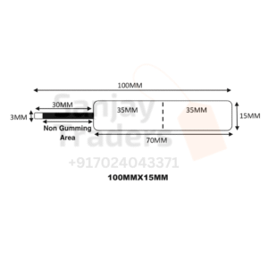 Tag roll 100mm X 15mm (70mm printing area), partial gum, jewellery and opticals barcode label