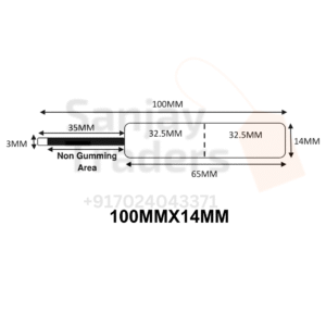 Tag roll 100mm X 14mm (65mm printing area), partial gum, jewellery and opticals barcode label
