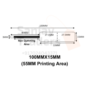 Tag roll 100mm X 15mm (55mm printing area), partial gum, jewellery and opticals barcode label