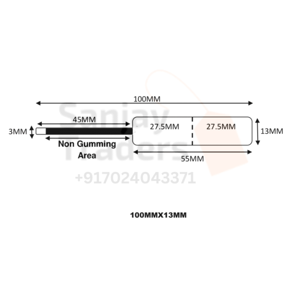 Tag roll 100mm X 13mm (55mm printing area), partial gum, jewellery and opticals barcode label