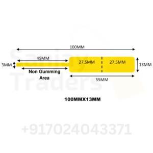 Yellow Tag roll 100mm X 13mm (55mm printing area), partial gum, jewellery and opticals barcode label