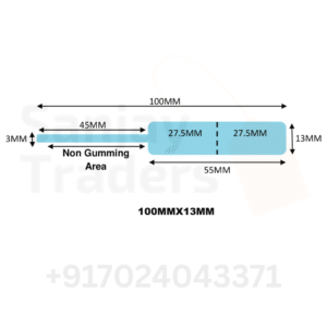 Blue Tag roll 100mm X 13mm (55mm printing area), partial gum, jewellery and opticals barcode label