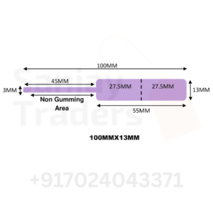 Purple Tag roll 100mm X 13mm (55mm printing area), partial gum, jewellery and opticals barcode label