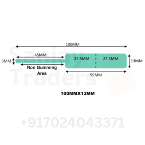 Green Tag roll 100mm X 13mm (55mm printing area), partial gum, jewellery and opticals barcode label