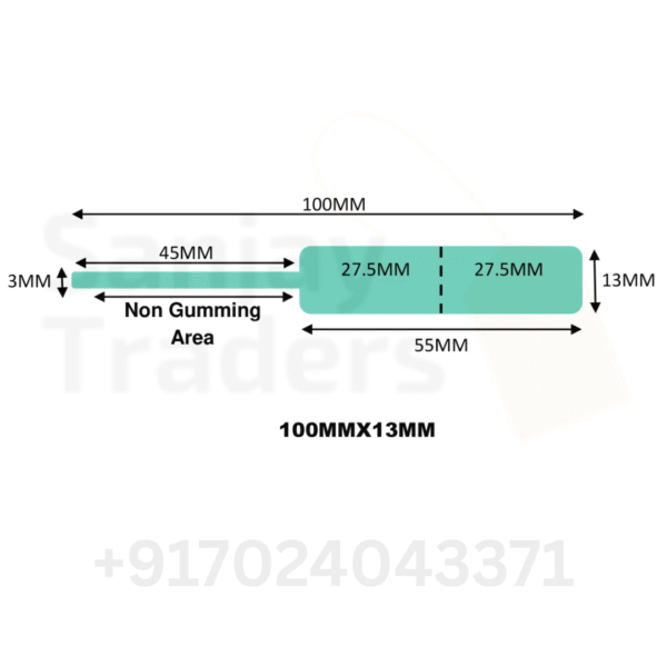 Green Tag roll 100mm X 13mm (55mm printing area), partial gum, jewellery and opticals barcode label