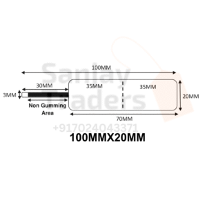 Tag roll 100mm X 20mm (70mm printing area), partial gum, jewellery and opticals barcode label