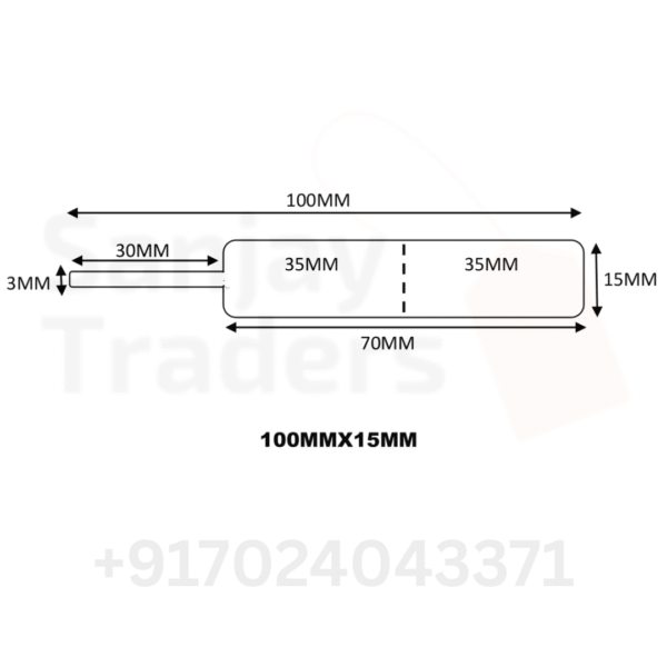 Tag roll 100mm X 15mm (70mm printing area), Full gum, jewellery and opticals barcode label