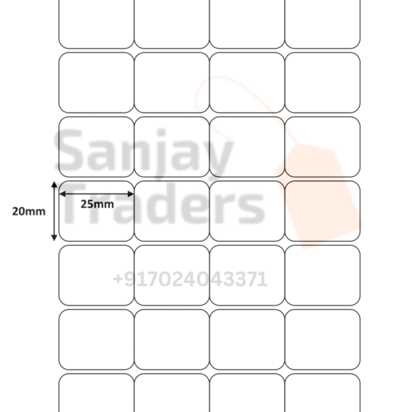 25mm X 20mm X 4up Paper labels