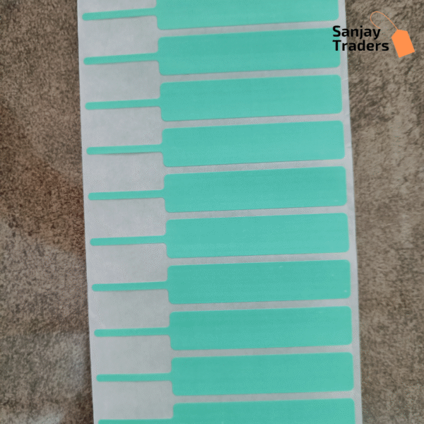 Green Tag roll 100mm X 15mm (70mm printing area), partial gum, jewellery and opticals barcode label - Image 2