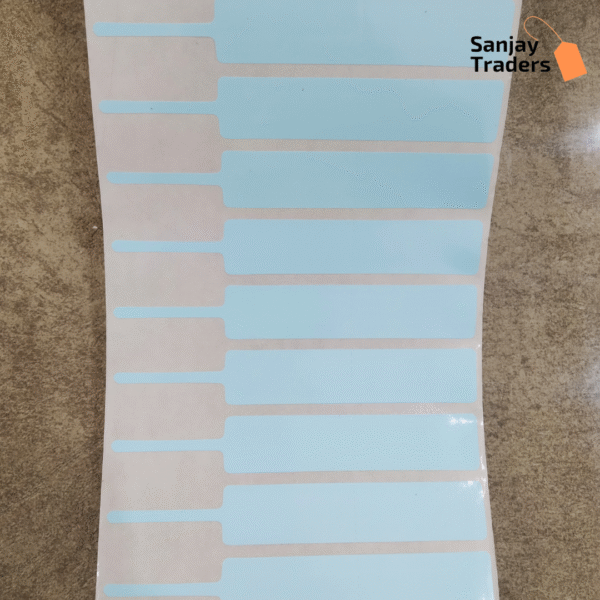 Blue Tag roll 100mm X 15mm (70mm printing area), partial gum, jewellery and opticals barcode label - Image 2