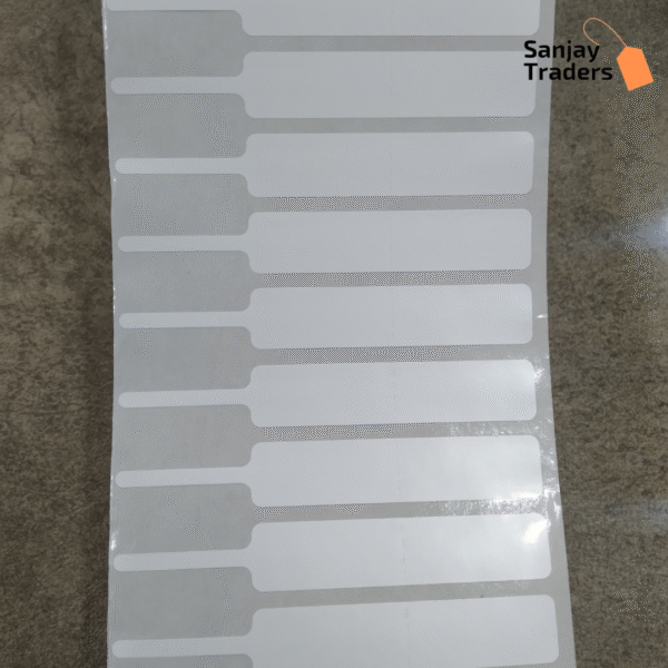 Tag roll 81mm X 12mm (56mm printing area), Full gum on tail, jewellery and opticals barcode label - Image 2