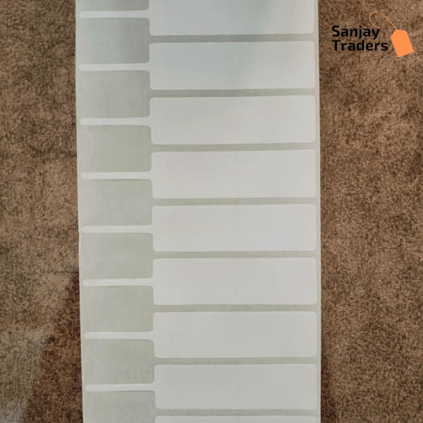 Tag roll 100mm X 20mm (70mm printing area), partial gum, jewellery and opticals barcode label - Image 2