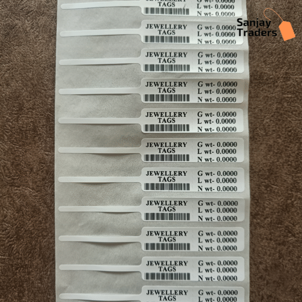 Tag roll 100mm X 13mm (55mm printing area), partial gum, jewellery and opticals barcode label - Image 3