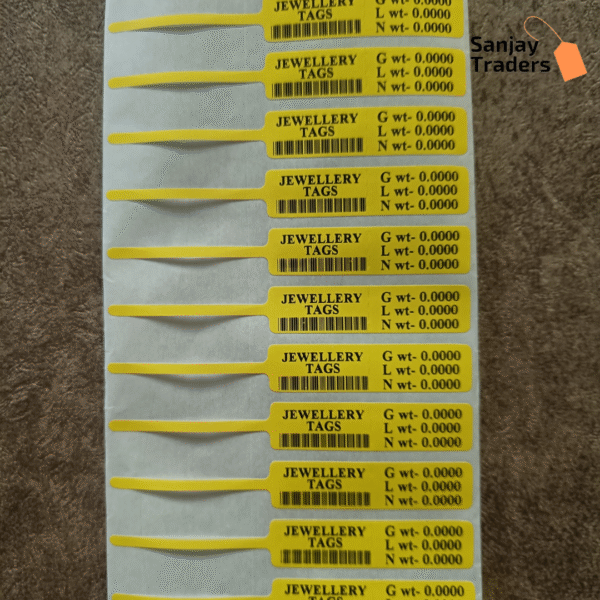 Yellow Tag roll 100mm X 13mm (55mm printing area), partial gum, jewellery and opticals barcode label - Image 3
