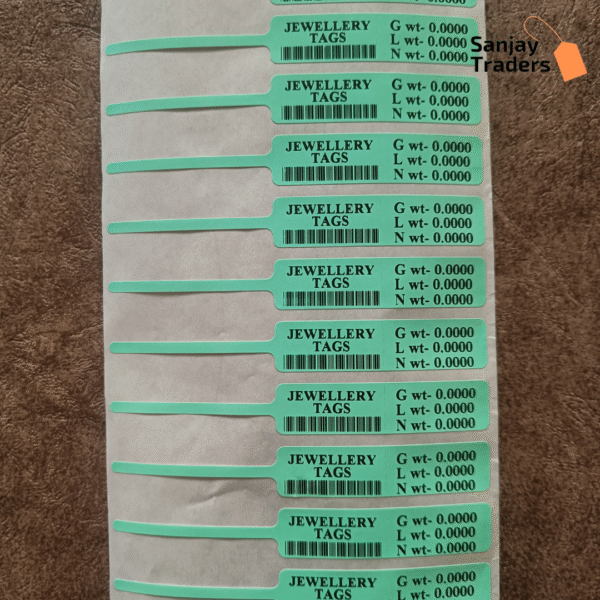 Green Tag roll 100mm X 13mm (55mm printing area), partial gum, jewellery and opticals barcode label - Image 3